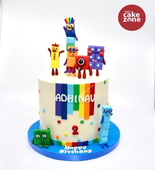 Number blocks themed cake